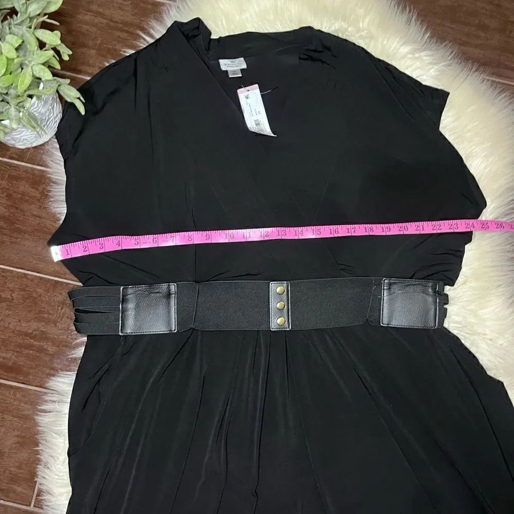 Worthington black faux wrap fitted high belted dress sz 3X - Picture 7 of 9